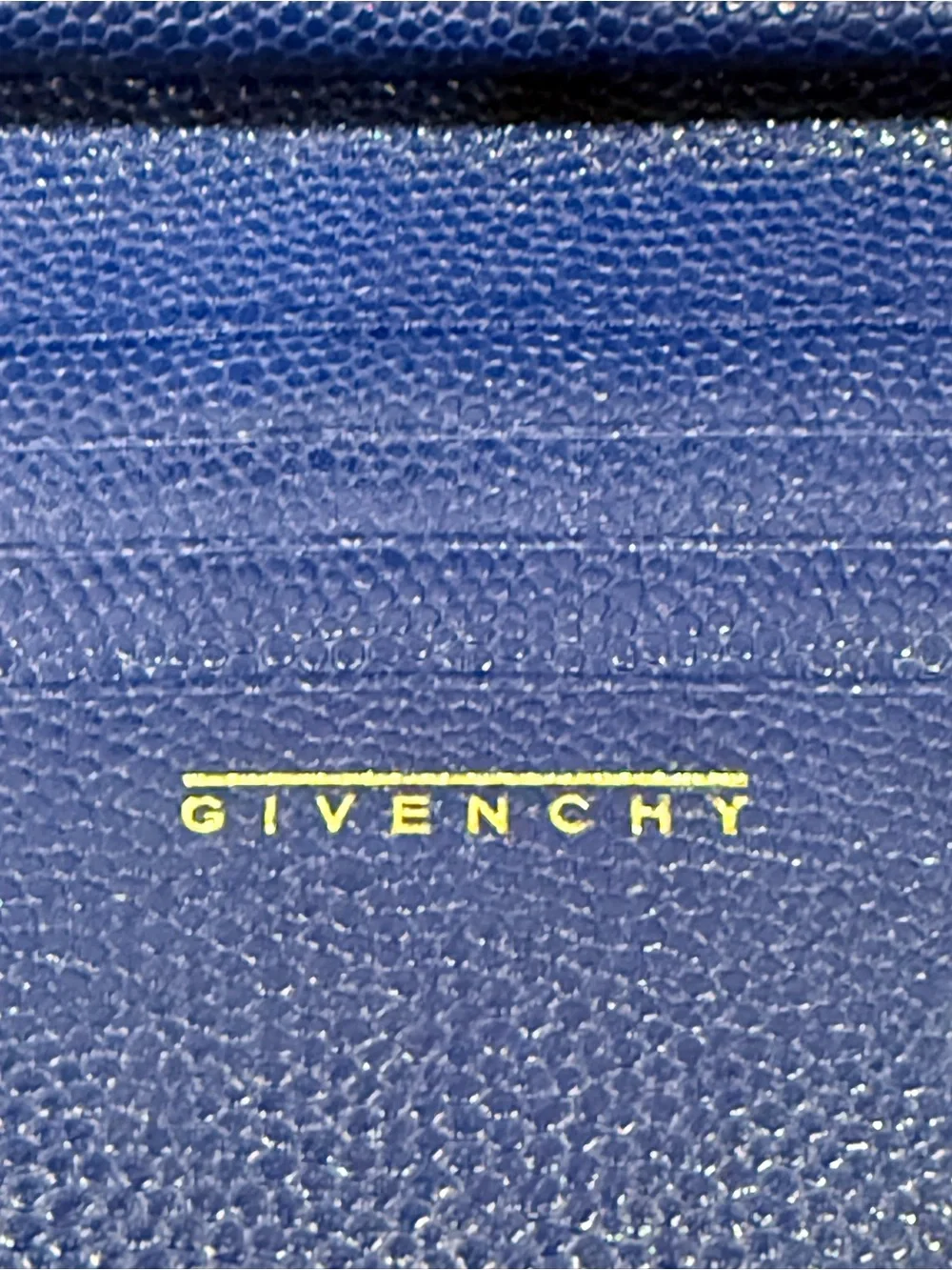 Vintage Givenchy Rare Royal Blue Textured Leather Compact Wallet w/ Kiss-Lock